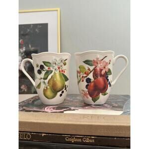 Set of Two Lenox Tea Cups or Mugs Pear Blossom and Plum Blossom